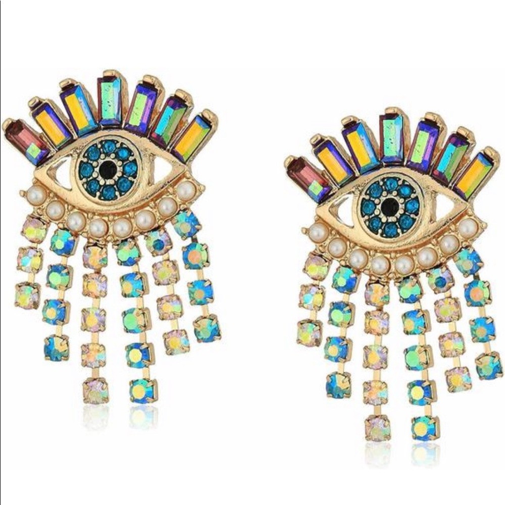 Betsey johnson evil eye crystal drop earrings